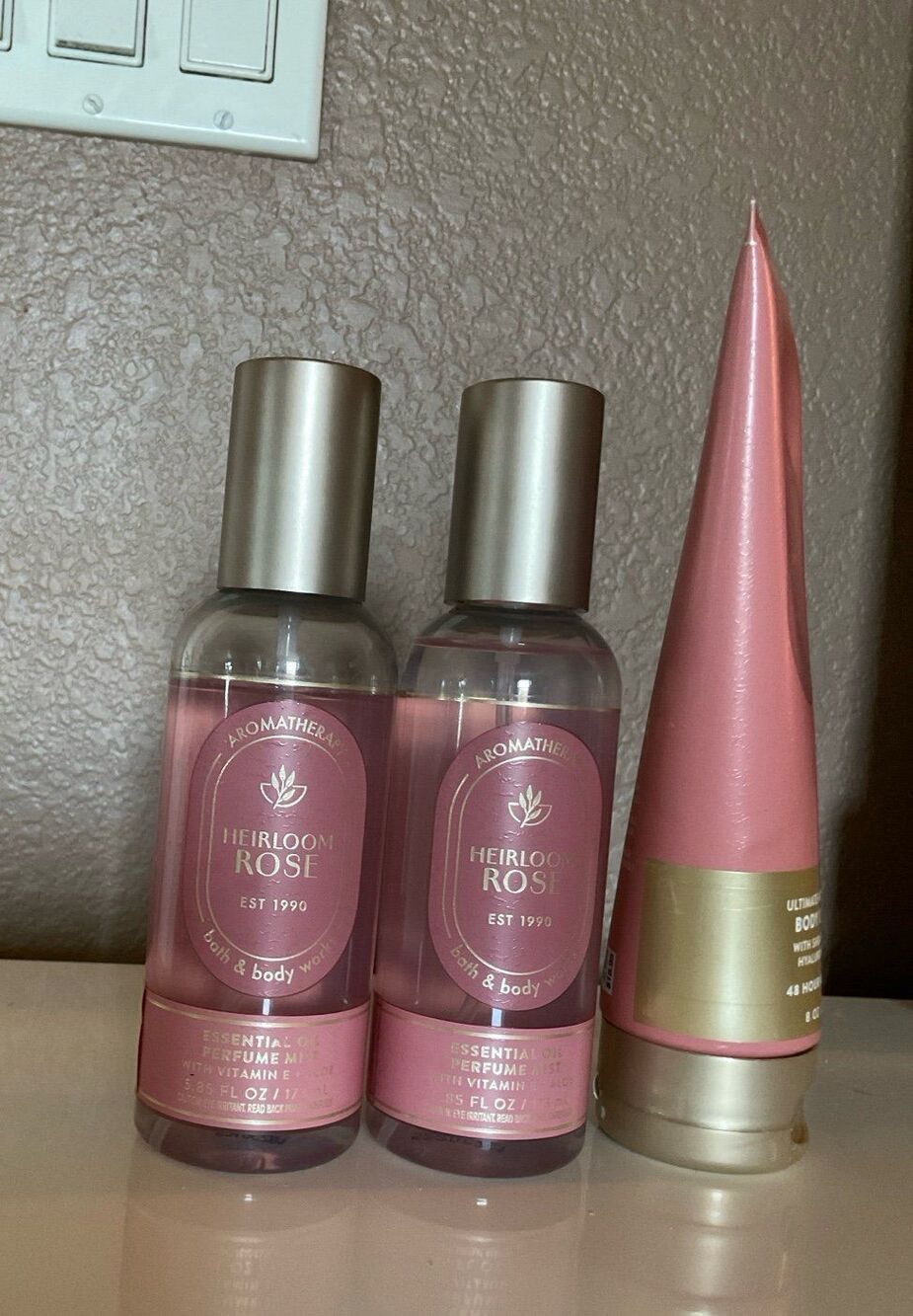 Bath & Body Works Aromatherapy Heirloom Rose Body Cream and Mist Setx2